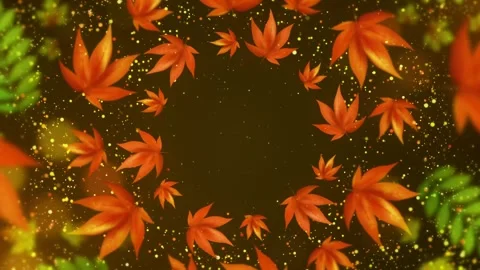 Animated Fall Foliage Thanksgiving 4K UHD Video Background with Falling Aut.. Stock Footage 344014871