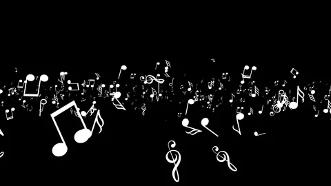 Animated falling 3d music notes. Black b... | Stock Video | Pond5