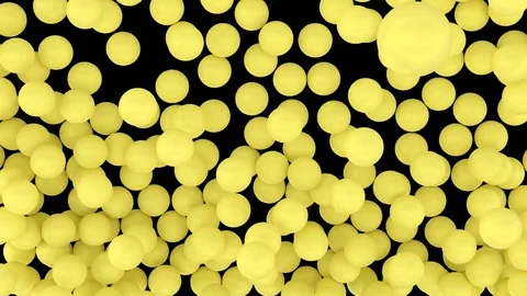 Animated falling and bouncing a lot of yellow ping pong balls - top view 스톡 동영상 83993403