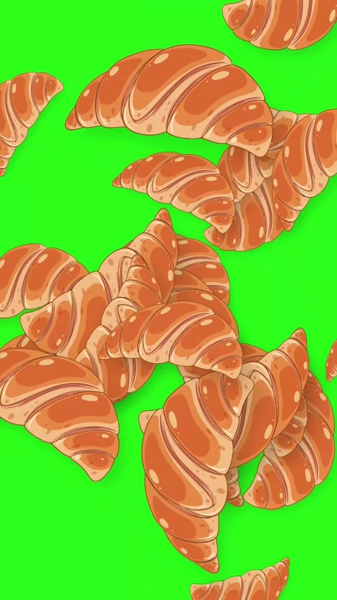 Animated Falling Croissants on Green Screen Background Video stock 344717614