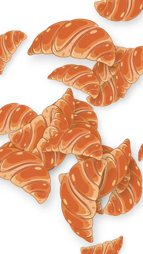 Animated Falling Croissants on White Background Vertical Video Stock Footage 346569775
