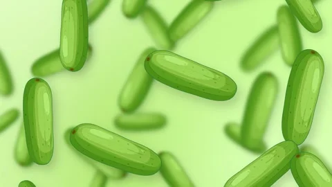 Animated Falling Cucumbers on a Soft Green Gradient Background Stock Footage 342314907