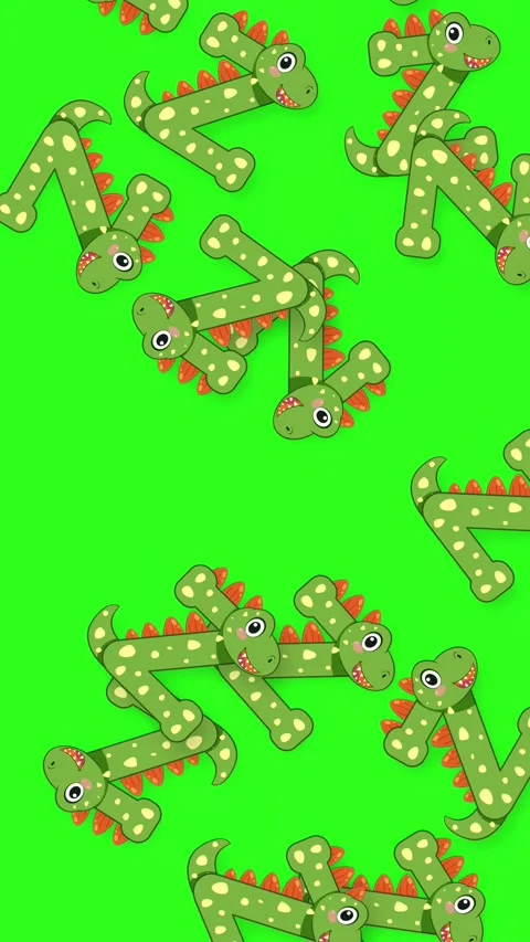 Animated Falling Dinosaur Letter Z Objects on Green Background Stock Footage 342118814