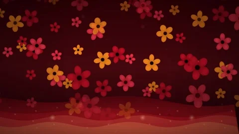 Animated Falling Flowers Background - Red Yellow Floral Motion Graphics Stock Footage 346661645