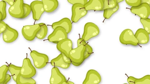 Animated Falling Green Pears Pattern on a Solid White Background Stock Footage 339755812