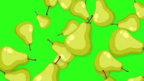 Animated Falling Green Pears Pattern on Bright Green Background Stock Footage 345118039