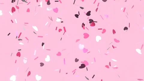 Animated Falling Hearts Mixed With Vibrant Confetti. Stock Footage 294801371