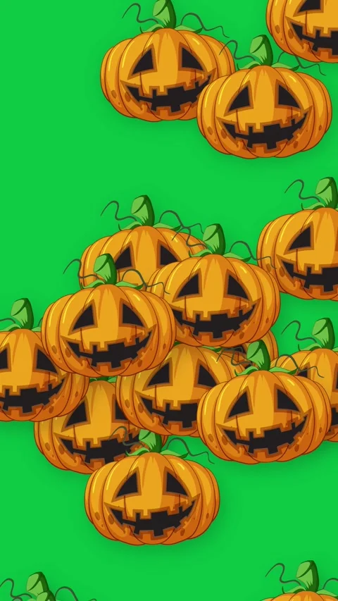 Animated Falling Jack O Lantern Pumpkins on Green Screen Background Stock Footage 339122671