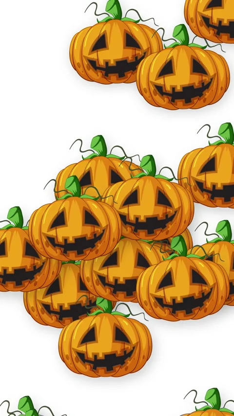 Animated Falling Jack O Lantern Pumpkins on White Background Stock Footage 339754671