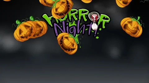 Animated Falling Jack O Lantern Pumpkins with Horror Night Text Stock Footage 341538205