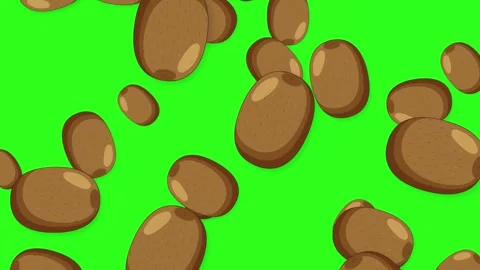 Animated Falling Kiwi Fruit Pattern on Green Background Stock Footage 345304301
