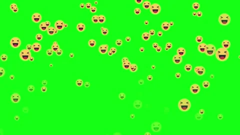 Animated falling laugh emoji particles on green background Stock Footage 282684475