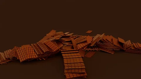 Animated falling a lot of chocolate bars - rectangular shape and sharp edges Stock Footage 76469177