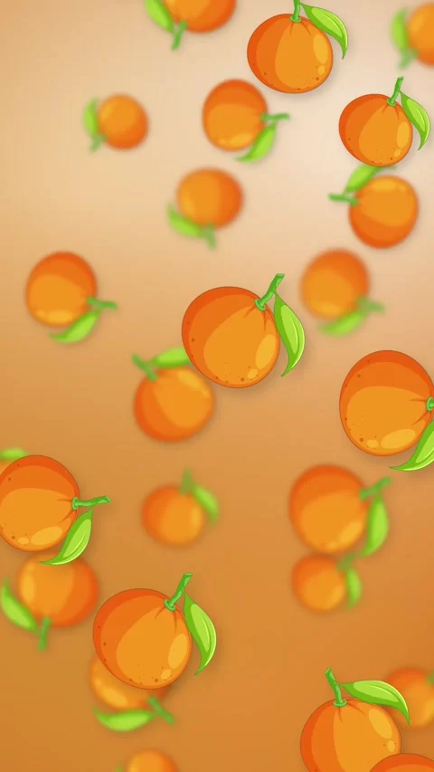 Animated Falling Orange Fruit Pattern on Gradient Mesh Background Stock Footage 342722035