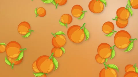 Animated Falling Orange Fruit Pattern on Gradient Mesh Background Stock Footage 343698901