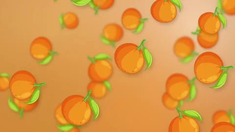 Animated Falling Orange Fruit Pattern on Vibrant Mesh Background Stock Footage 344846083