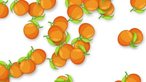 Animated Falling Orange Fruit Pattern on a Clean White Background Stock Footage 347432944