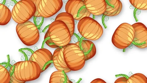 Animated Falling Orange Pumpkins Pattern on White Background Stock Footage 339988311