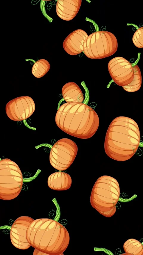 Animated Falling Orange Pumpkins on a Solid Black Background Stock Footage 344845954