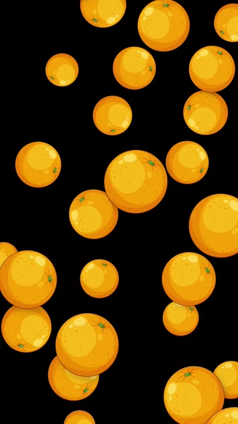 Animated Falling Oranges and Citrus Fruit on Black Background Stock Footage 344831641