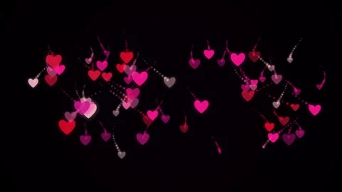 Animated falling Pink and red heart shapes floating. Stockbeeldmateriaal 336001497