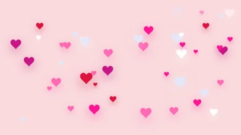 Animated falling Pink hearts on light background Valentine. 스톡 동영상 334905294