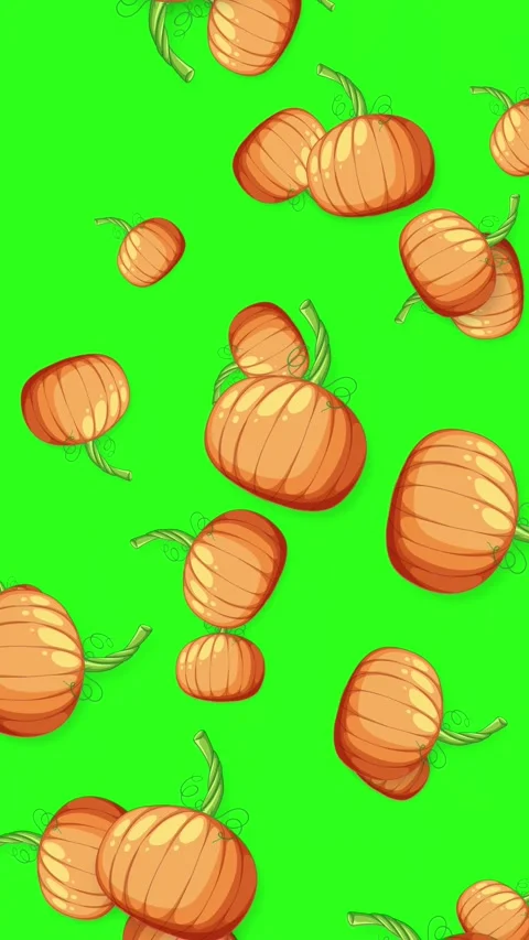 Animated Falling Pumpkins on Green Screen Background Vertical Video Stock Footage 344717539