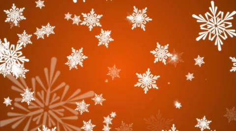 Animated Falling Snow Flakes on a Orange  Background Stock Footage 55011987