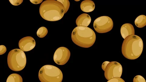 Animated Falling Whole Kiwi Fruit on Solid Black Background Stock Footage 345125195