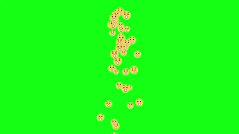 Animated falling wow emoji particles on green background Stock Footage 282684553