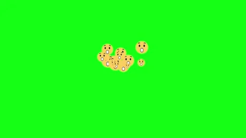 Animated falling wow emoji particles on green background Stock Footage 282684575