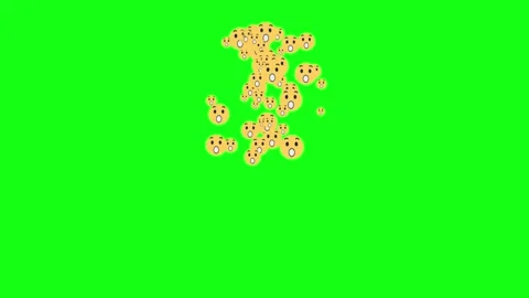 Animated falling wow emoji particles on green background Stock Footage 282684598