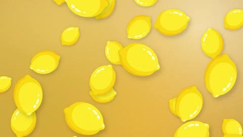 Animated Falling Yellow Lemons on a Gradient Mesh Background Stock Footage 343831073