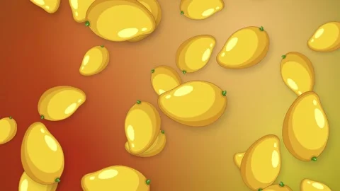 Animated Falling Yellow Mangoes on Gradient Mesh Background Stock Footage 345294155