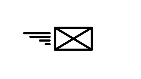 Animated fast email delivery line icon on white background Stock Footage 342342343