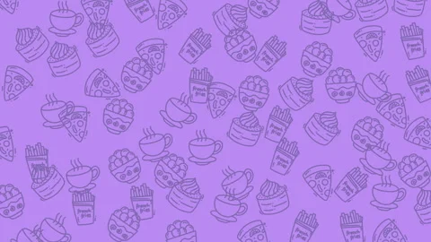 Animated Fast Food Doodle Pattern. Seamless Loop with Floating Pizza, Fries.. Stock Footage 319714220