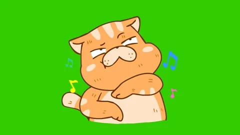 Animated Fat Cat Dancing with Green Screen Stock Footage 282774633