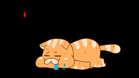 Animated Fat Cat Exhausted - Transparent Background Stock Footage 282774533