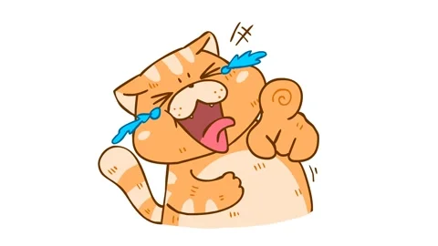 Animated Fat Cat Pointing and Laughing on White Background Stock Footage 282774588
