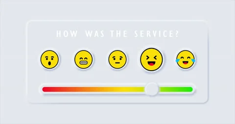 Animated feedback emoji slider. 4k video. Reviews or rating scale 動画素材 153136730