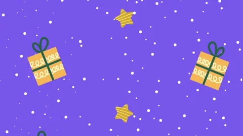 Animated festive holiday background with falling gift boxes and stars on a .. Stock Footage 333545553