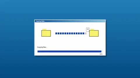 Animated file copying process on computer screen stock footage Stock Footage 347392764