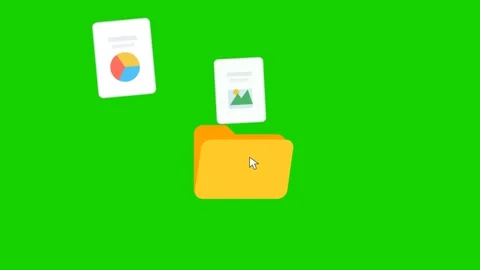 Animated file management and data storage on green screen background Video stock 336742188