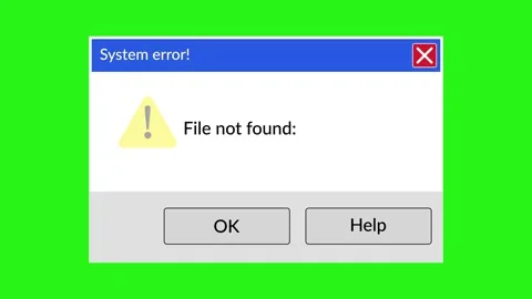 Animated file not found error message appearing on a green screen Stock Footage 315575739
