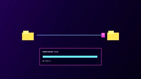 Animated file transfer progress bar with glowing folders Stock-Footage 347393102