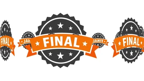 Animated Final Badge Stamp Icon with Ribbon on White Background Stock Footage 340754247