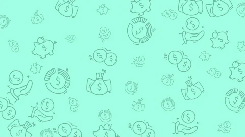 Animated Finance Doodle Pattern. Seamless Loop with Bouncing Money and Savi.. Stock Footage 319713528