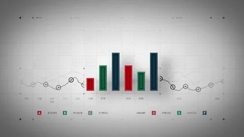 Animated financial bar chart displaying data fluctuations Stock Footage 334572472