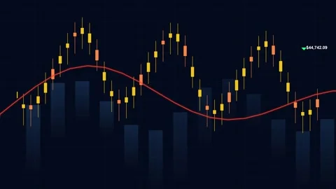 Animated Financial Candlestick Chart with Trend Line 動画素材 342599289