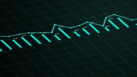 Animated financial chart with glowing lines and bar graphs Stock-Footage 346158570